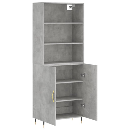 Hoge Kast 69,5X34X180 Cm Bewerkt Hout Betongrijs