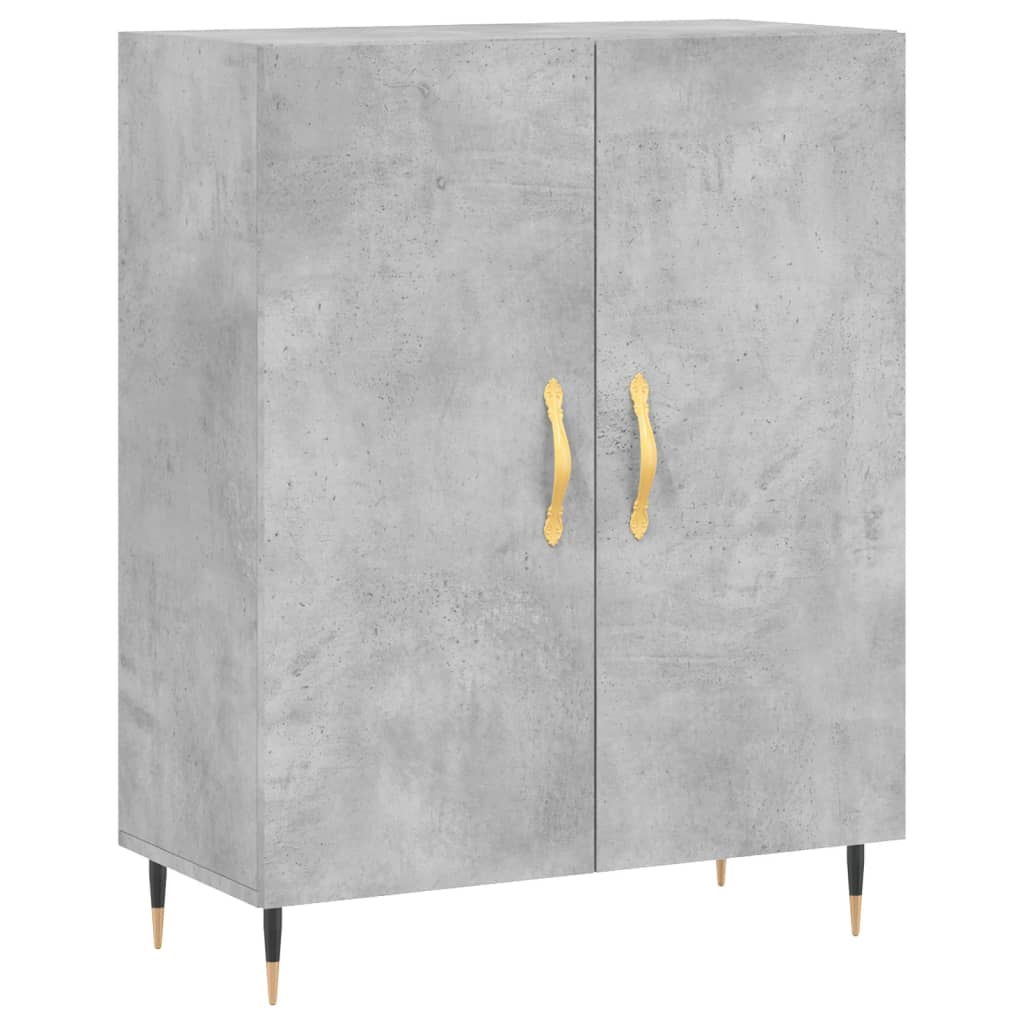 Hoge Kast 69,5X34X180 Cm Bewerkt Hout Betongrijs