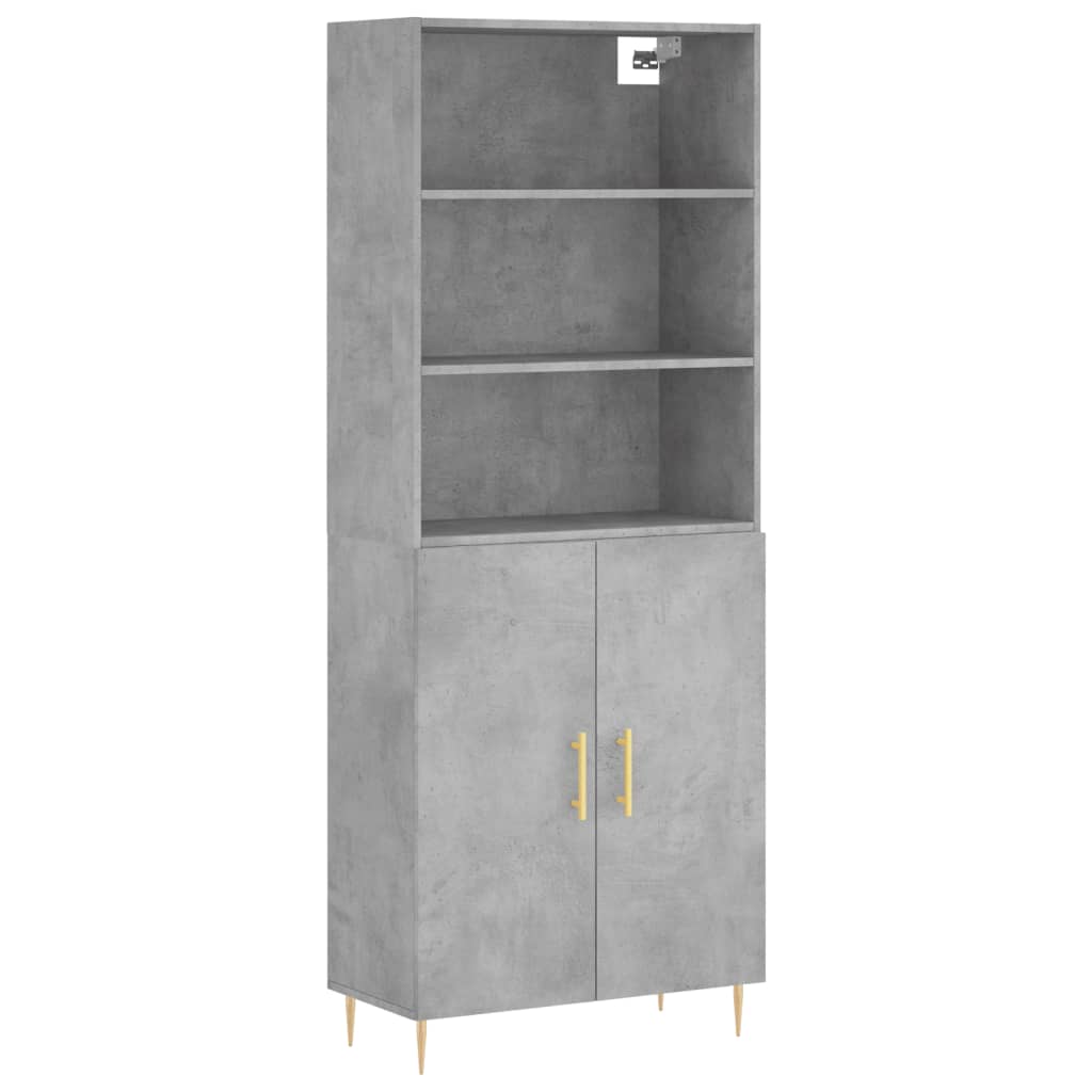 Hoge Kast 69,5X34X180 Cm Bewerkt Hout Betongrijs