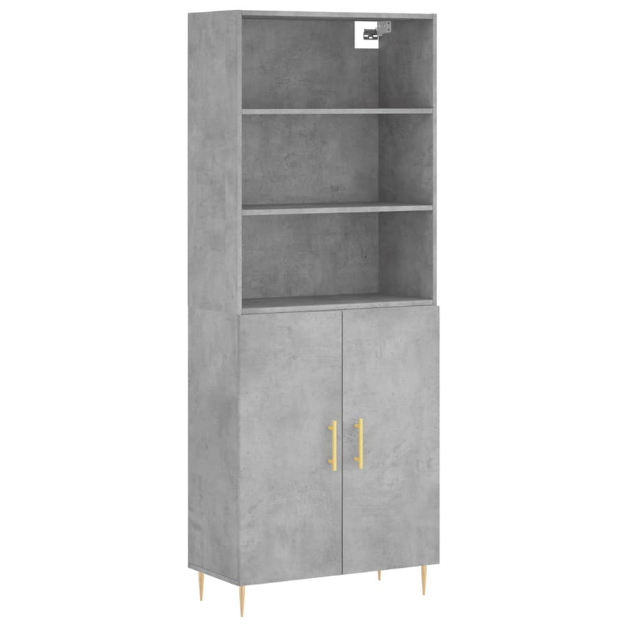 Hoge Kast 69,5X34X180 Cm Bewerkt Hout Betongrijs