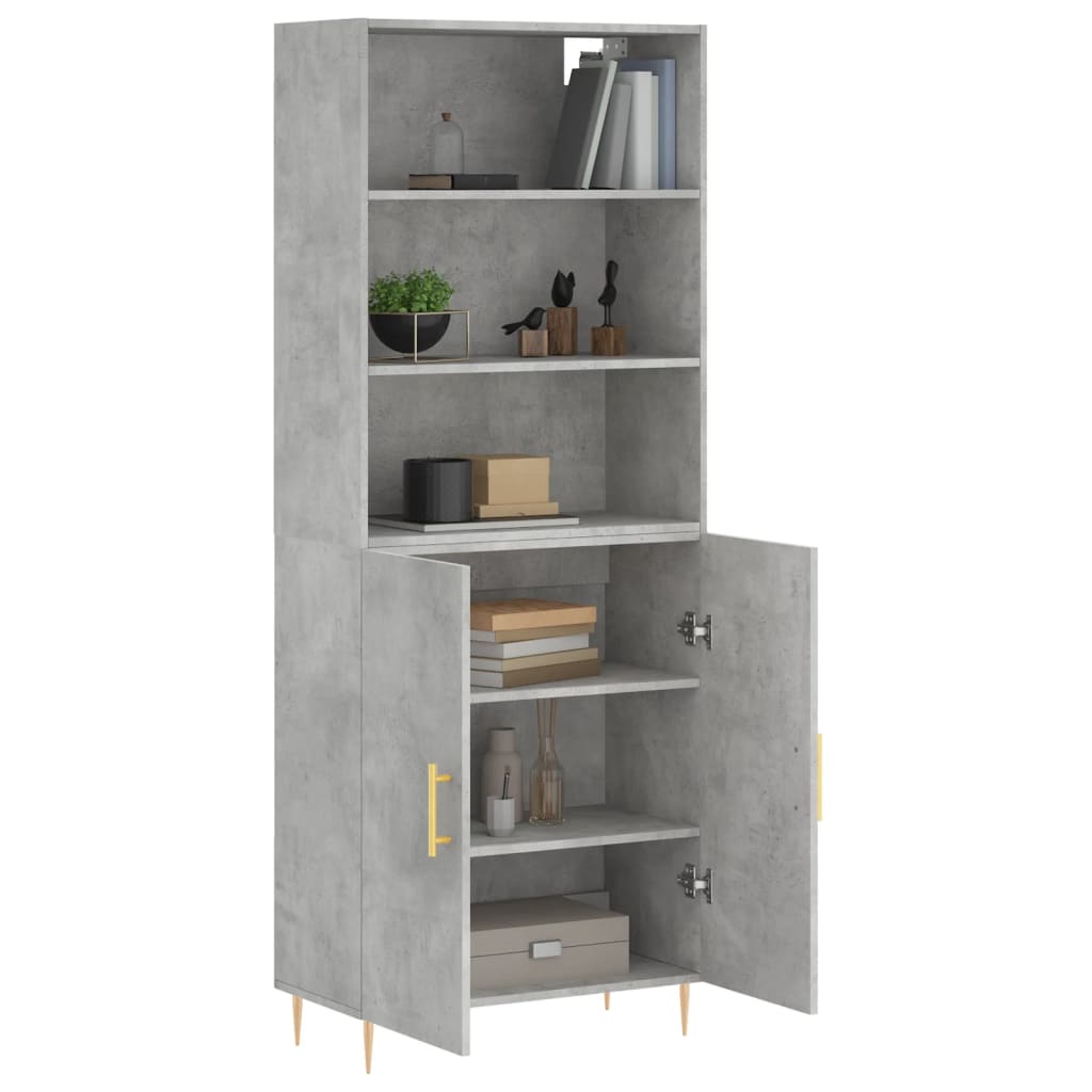 Hoge Kast 69,5X34X180 Cm Bewerkt Hout Betongrijs