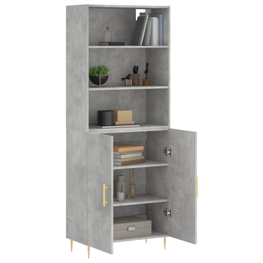 Hoge Kast 69,5X34X180 Cm Bewerkt Hout Betongrijs