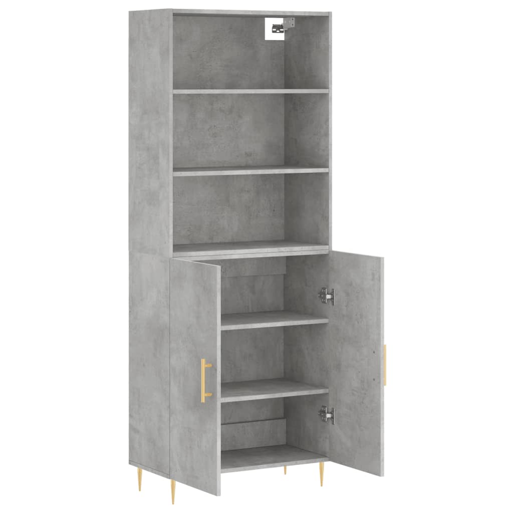 Hoge Kast 69,5X34X180 Cm Bewerkt Hout Betongrijs