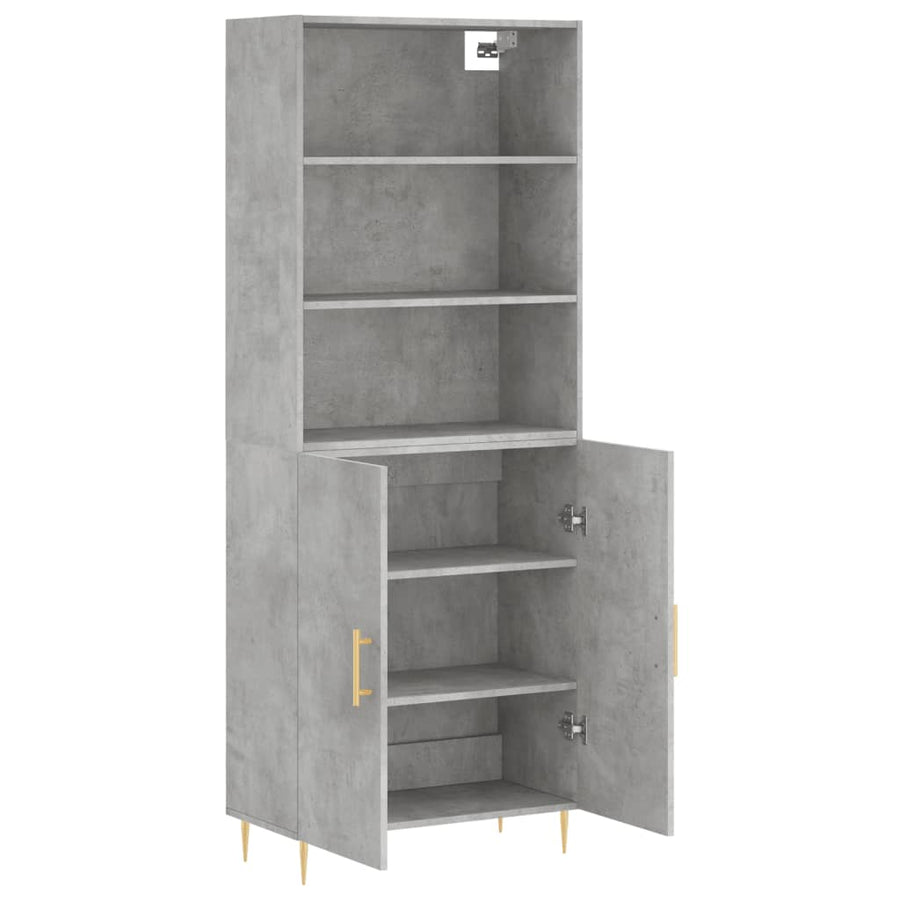 Hoge Kast 69,5X34X180 Cm Bewerkt Hout Betongrijs