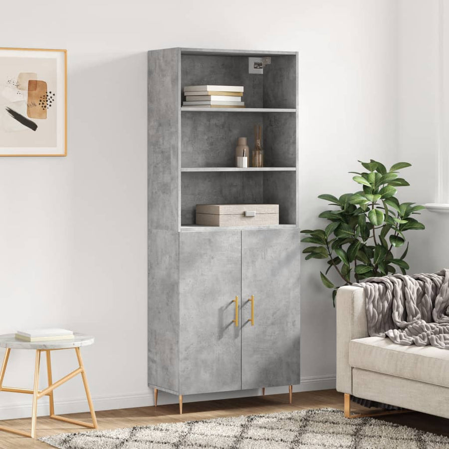 Hoge Kast 69,5X34X180 Cm Bewerkt Hout Betongrijs