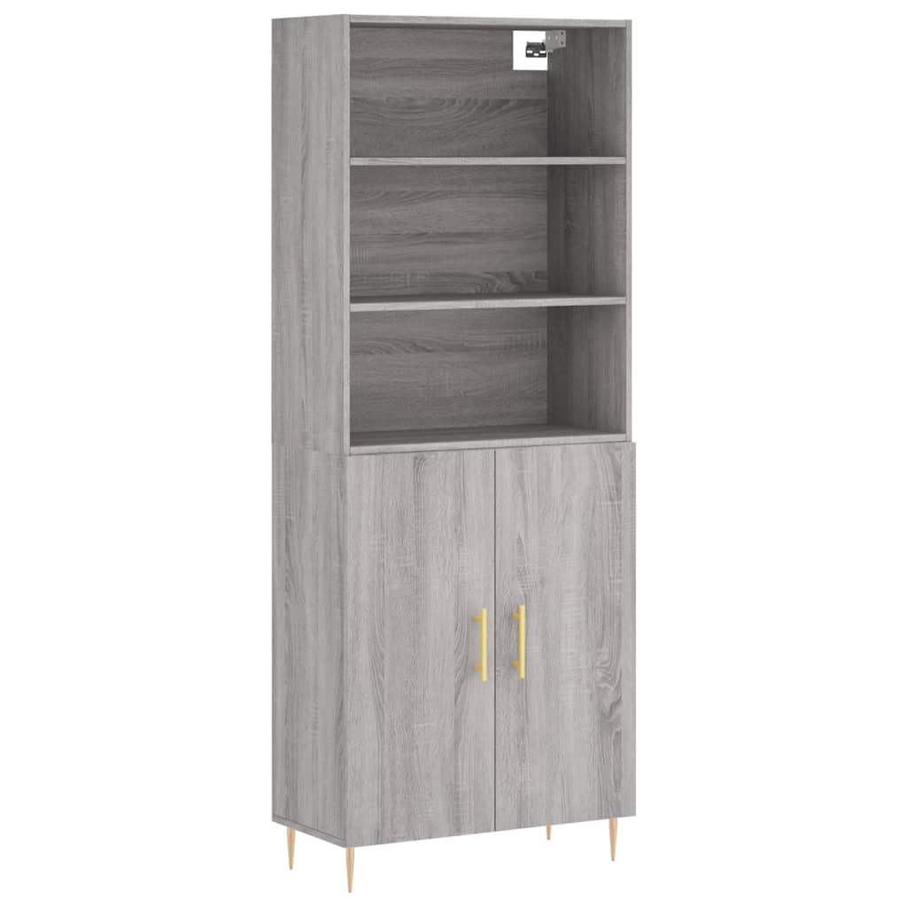 Hoge Kast 69,5X34X180 Cm Bewerkt Hout Grijs Sonoma Eikenkleurig