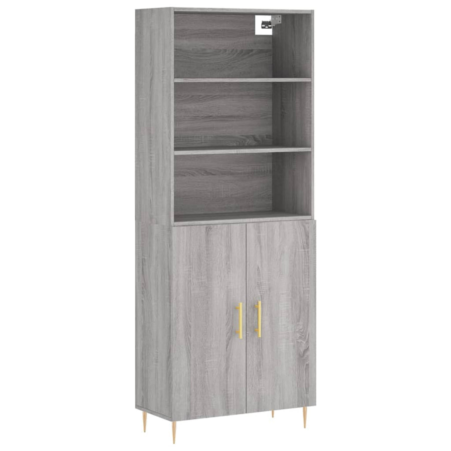 Hoge Kast 69,5X34X180 Cm Bewerkt Hout Grijs Sonoma Eikenkleurig