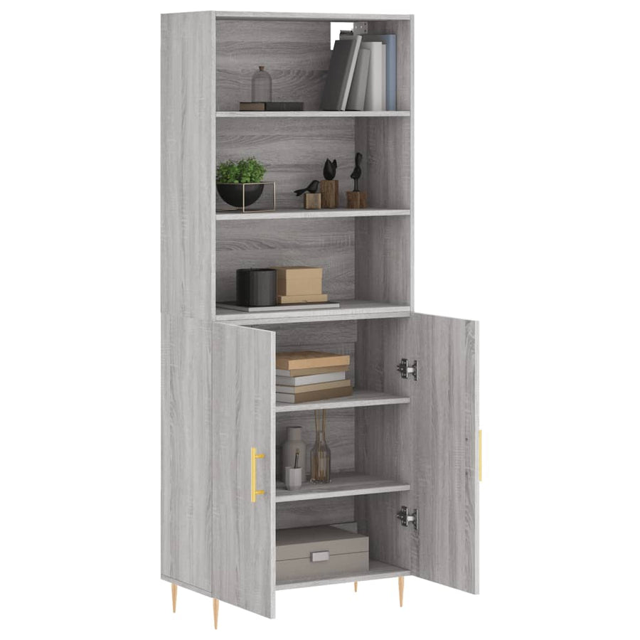 Hoge Kast 69,5X34X180 Cm Bewerkt Hout Grijs Sonoma Eikenkleurig