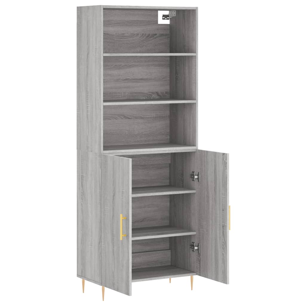 Hoge Kast 69,5X34X180 Cm Bewerkt Hout Grijs Sonoma Eikenkleurig