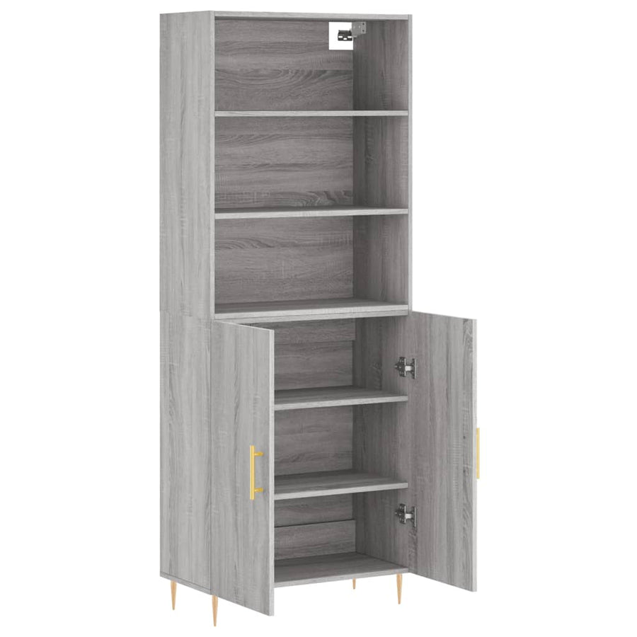 Hoge Kast 69,5X34X180 Cm Bewerkt Hout Grijs Sonoma Eikenkleurig