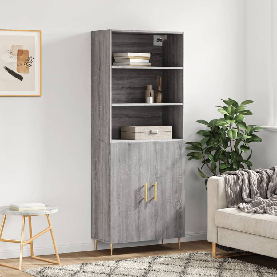 Hoge Kast 69,5X34X180 Cm Bewerkt Hout Grijs Sonoma Eikenkleurig