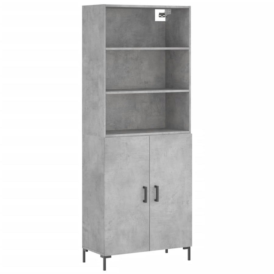 Hoge Kast 69,5X34X180 Cm Bewerkt Hout Betongrijs
