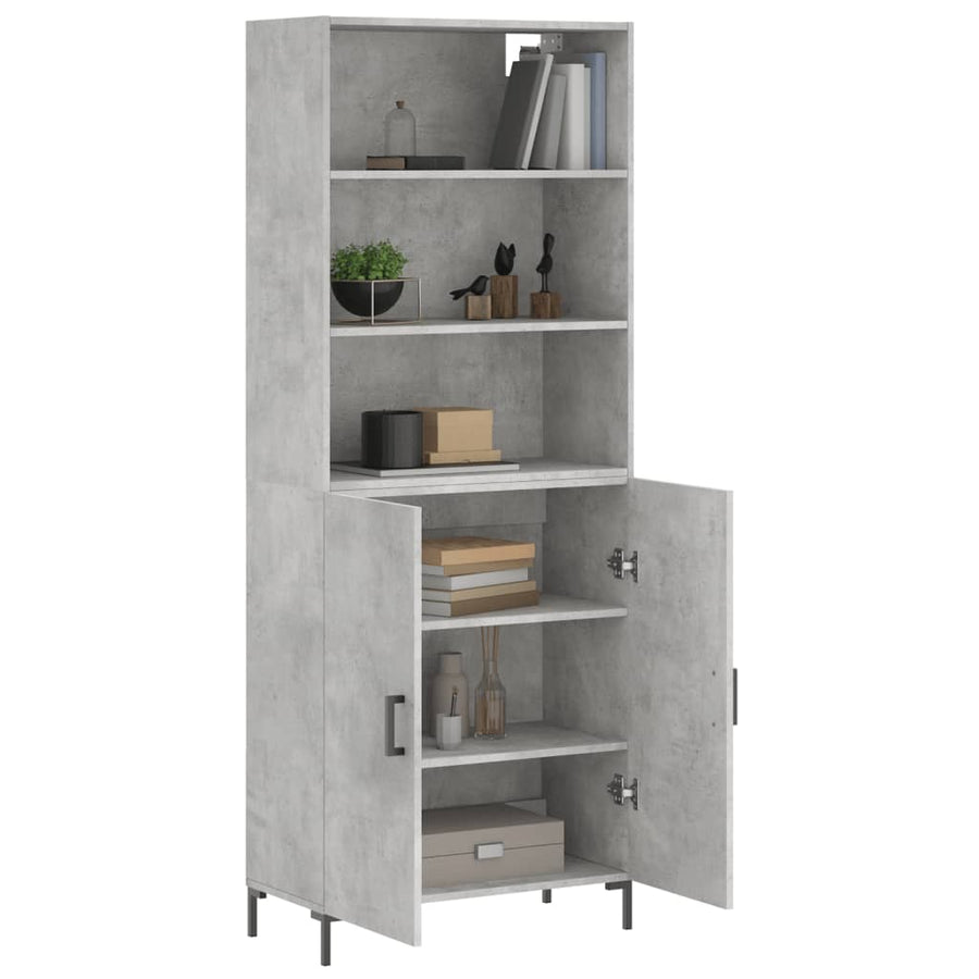 Hoge Kast 69,5X34X180 Cm Bewerkt Hout Betongrijs