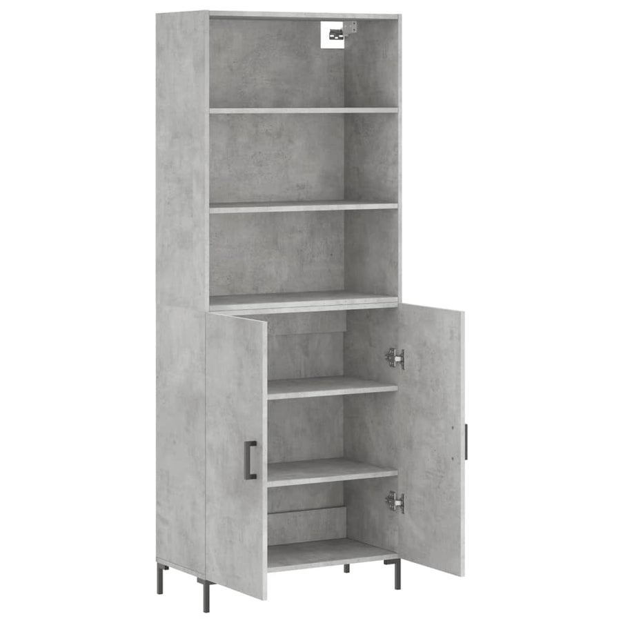 Hoge Kast 69,5X34X180 Cm Bewerkt Hout Betongrijs