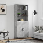 Hoge kast 69,5x34x180 cm bewerkt hout betongrijs