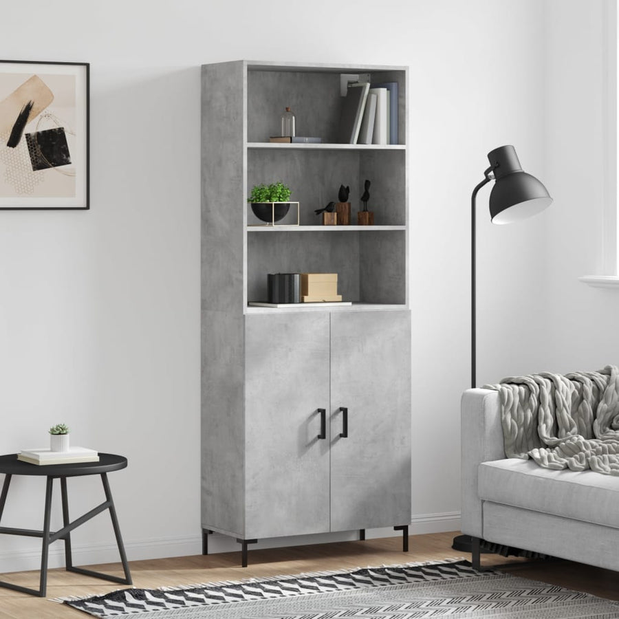 Hoge Kast 69,5X34X180 Cm Bewerkt Hout Betongrijs