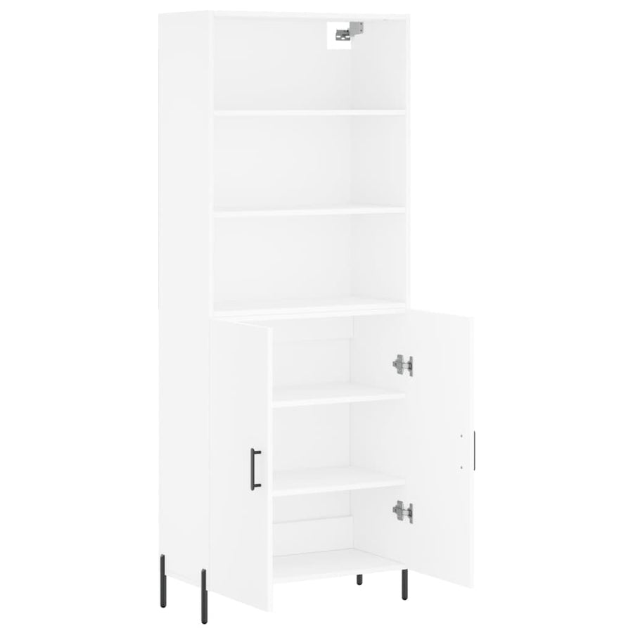 Hoge kast 69,5x34x180 cm bewerkt hout wit