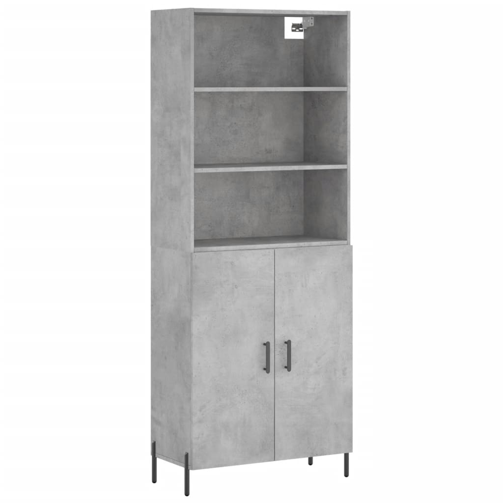 Hoge Kast 69,5X34X180 Cm Bewerkt Hout Betongrijs