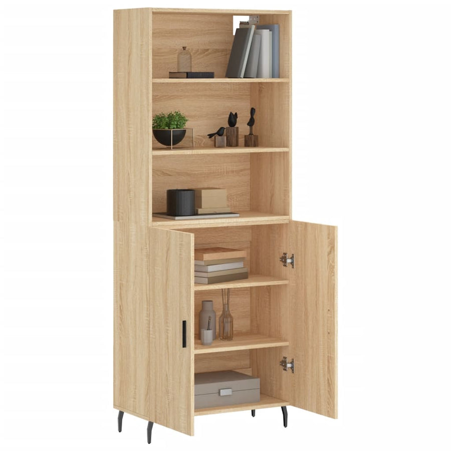 Hoge Kast 69,5X34X180 Cm Bewerkt Hout Kleurig Sonoma eiken
