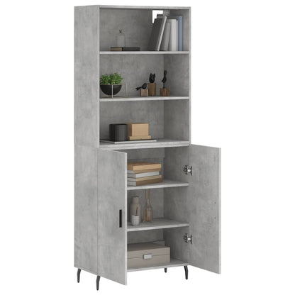 Hoge Kast 69,5X34X180 Cm Bewerkt Hout Betongrijs