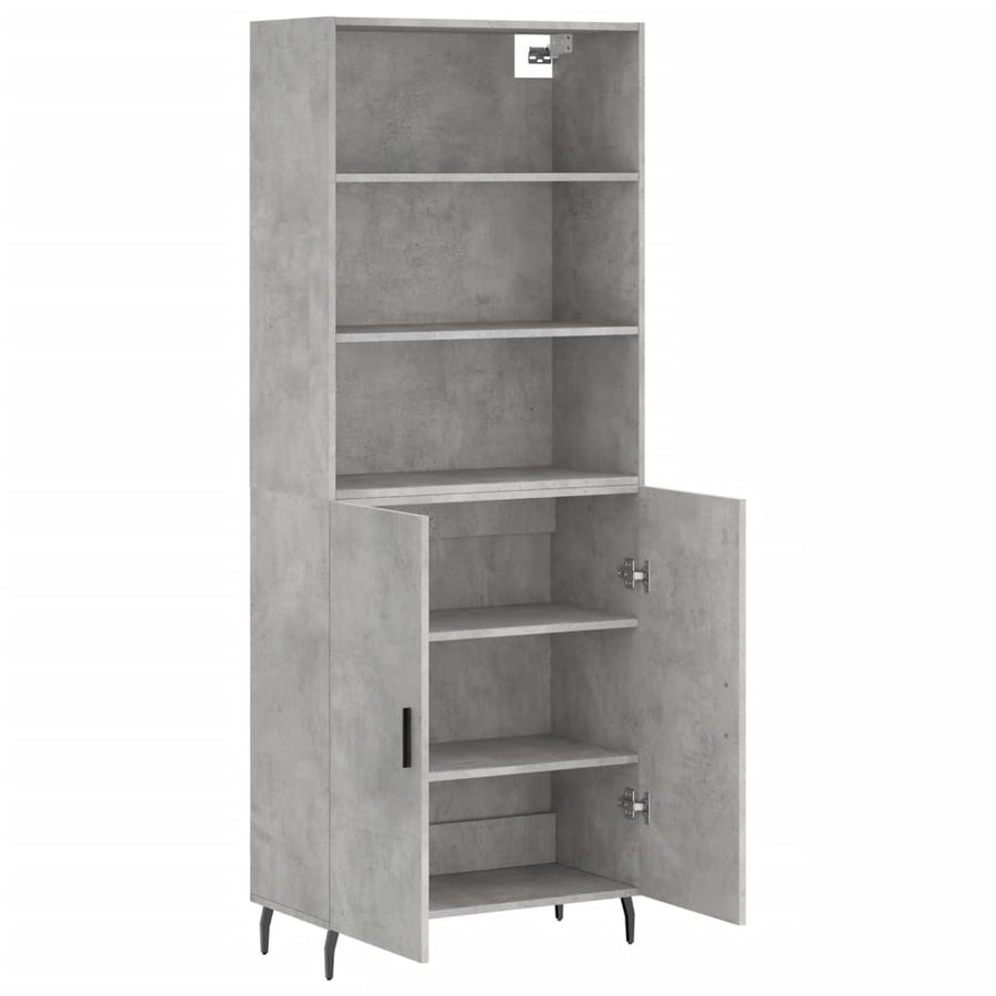 Hoge Kast 69,5X34X180 Cm Bewerkt Hout Betongrijs