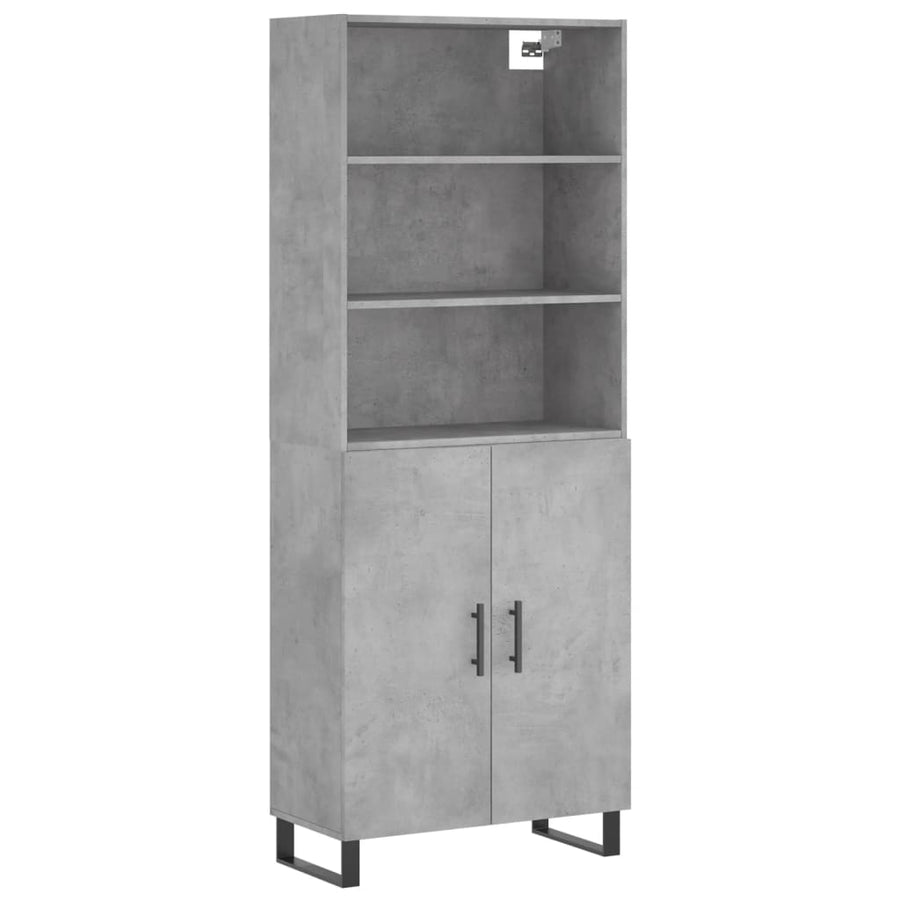Hoge Kast 69,5X34X180 Cm Bewerkt Hout Betongrijs