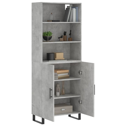 Hoge Kast 69,5X34X180 Cm Bewerkt Hout Betongrijs