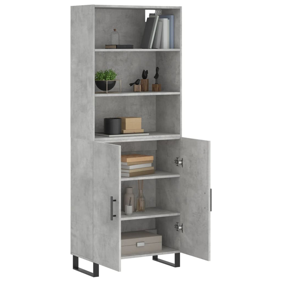 Hoge Kast 69,5X34X180 Cm Bewerkt Hout Betongrijs