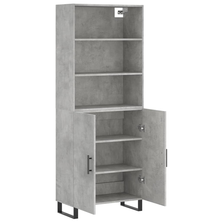 Hoge Kast 69,5X34X180 Cm Bewerkt Hout Betongrijs