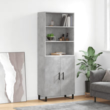 Hoge Kast 69,5X34X180 Cm Bewerkt Hout Betongrijs