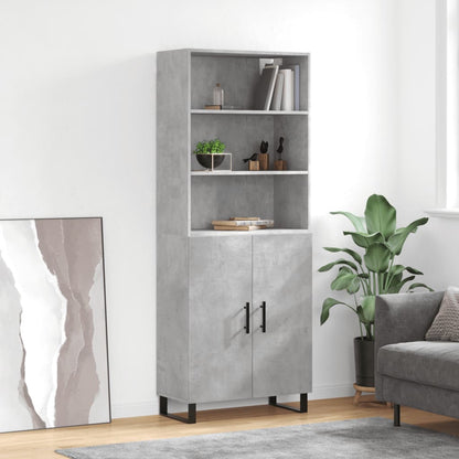 Hoge Kast 69,5X34X180 Cm Bewerkt Hout Betongrijs