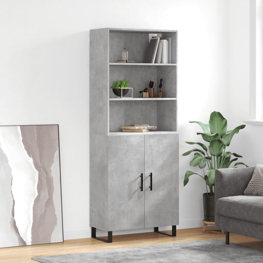 Hoge Kast 69,5X34X180 Cm Bewerkt Hout Betongrijs