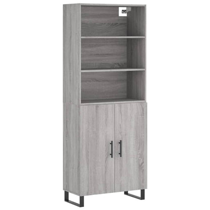 Hoge Kast 69,5X34X180 Cm Bewerkt Hout Grijs Sonoma Eikenkleurig