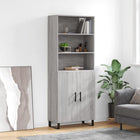 Hoge kast 69,5x34x180 cm bewerkt hout grijs
