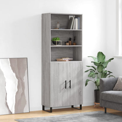 Hoge Kast 69,5X34X180 Cm Bewerkt Hout Grijs Sonoma Eikenkleurig