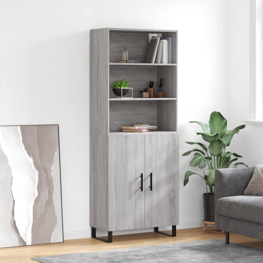Hoge Kast 69,5X34X180 Cm Bewerkt Hout Grijs Sonoma Eikenkleurig