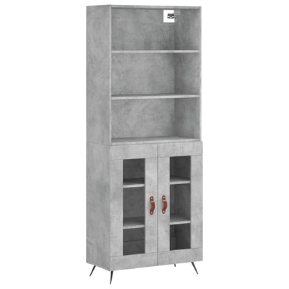 Hoge Kast 69,5X34X180 Cm Bewerkt Hout Betongrijs