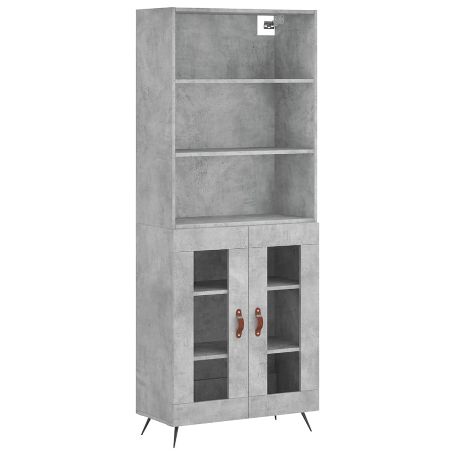 Hoge Kast 69,5X34X180 Cm Bewerkt Hout Betongrijs