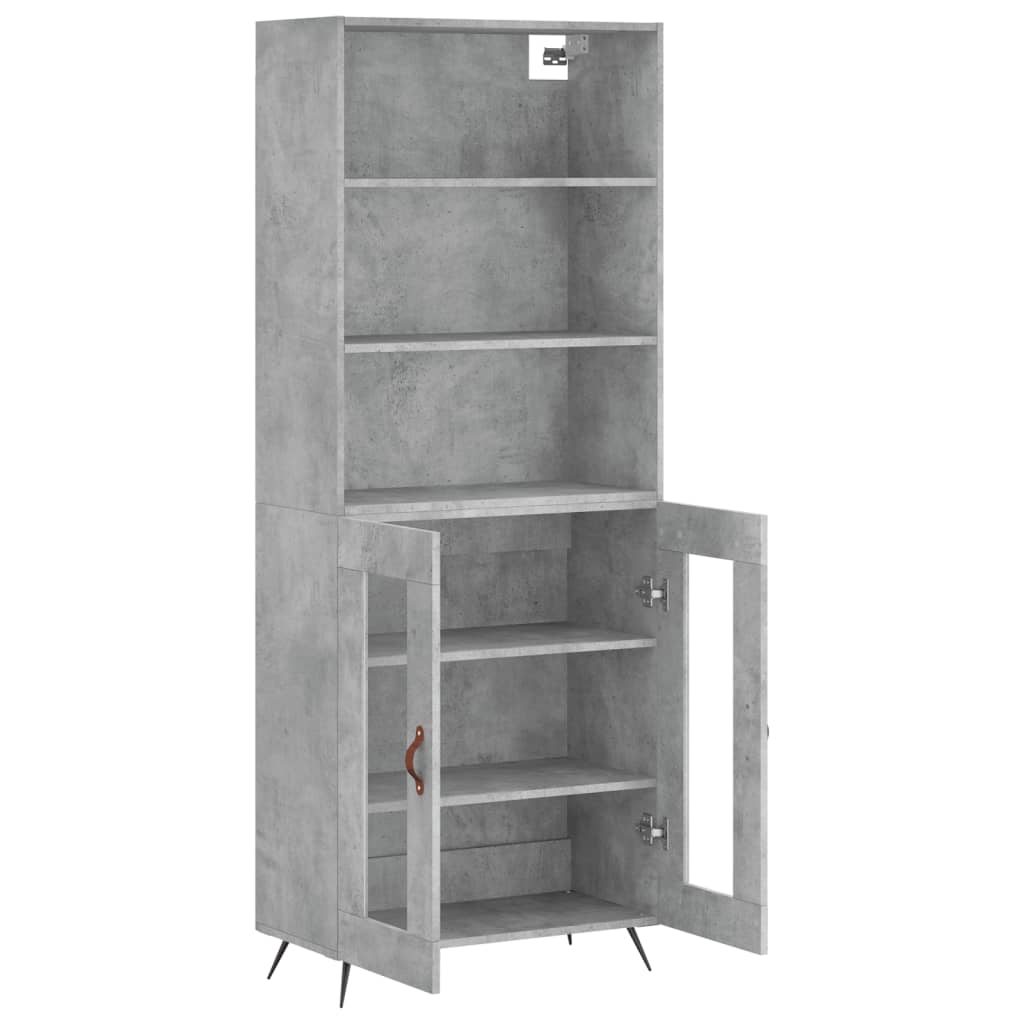 Hoge Kast 69,5X34X180 Cm Bewerkt Hout Betongrijs