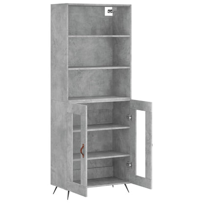 Hoge Kast 69,5X34X180 Cm Bewerkt Hout Betongrijs