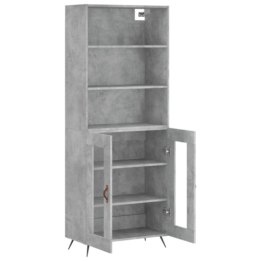 Hoge Kast 69,5X34X180 Cm Bewerkt Hout Betongrijs