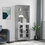 Hoge kast 69,5x34x180 cm bewerkt hout betongrijs