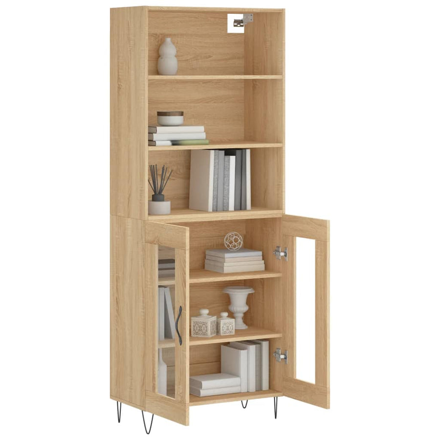 Hoge Kast 69,5X34X180 Cm Bewerkt Hout Kleurig Sonoma eiken
