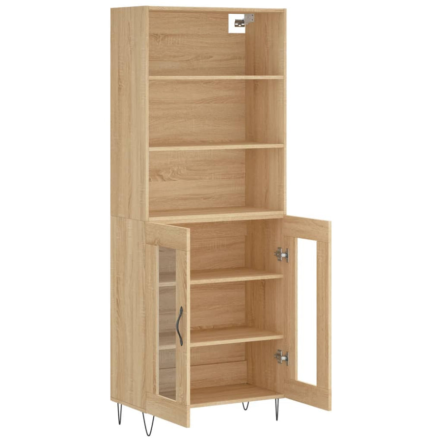 Hoge Kast 69,5X34X180 Cm Bewerkt Hout Kleurig Sonoma eiken