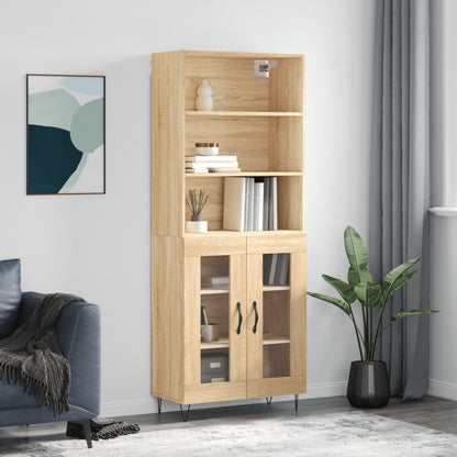 Hoge Kast 69,5X34X180 Cm Bewerkt Hout Kleurig Sonoma eiken