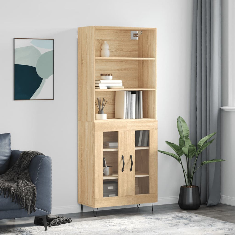 Hoge Kast 69,5X34X180 Cm Bewerkt Hout Kleurig Sonoma eiken