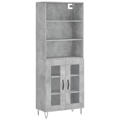 Hoge kast 69,5x34x180 cm bewerkt hout betongrijs