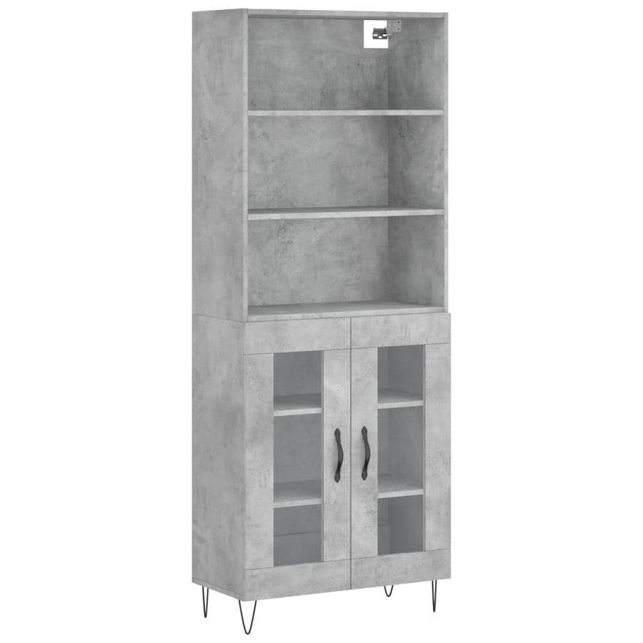 Hoge kast 69,5x34x180 cm bewerkt hout betongrijs