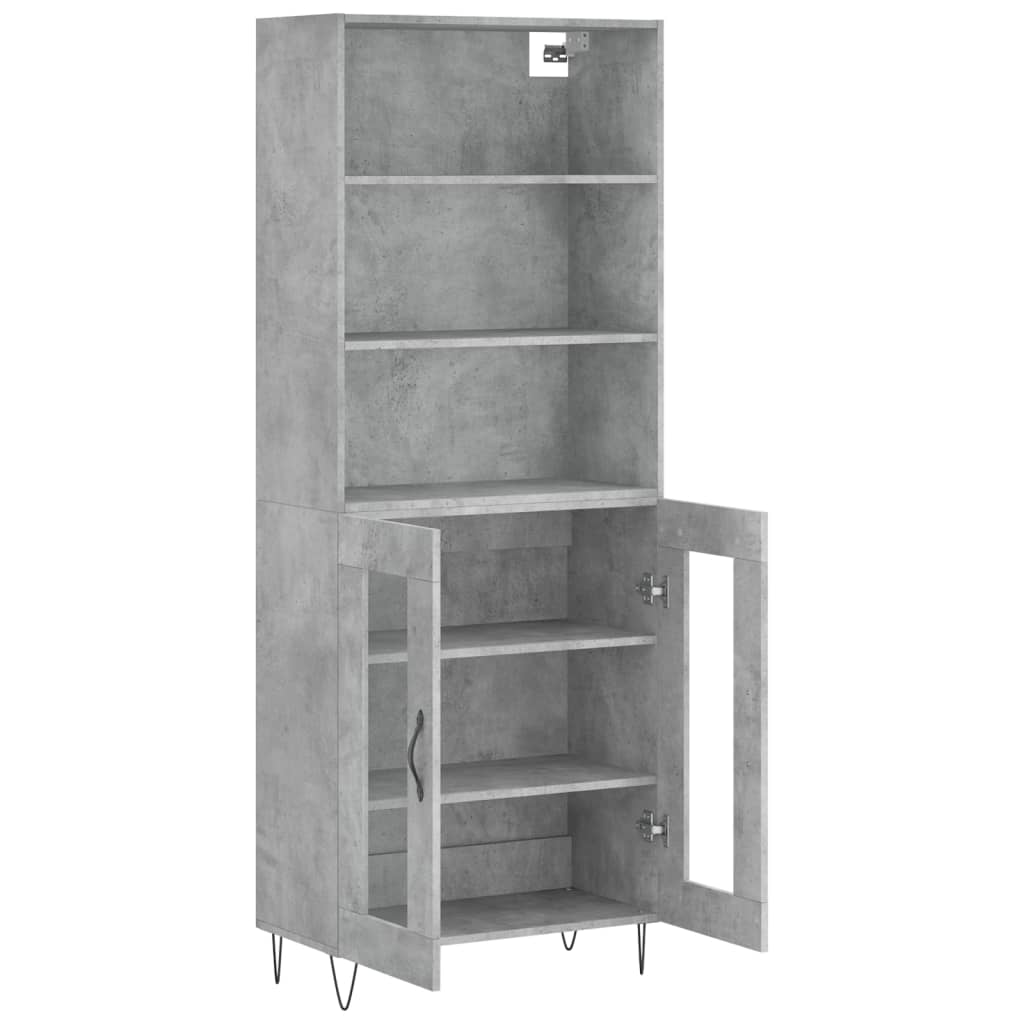 Hoge kast 69,5x34x180 cm bewerkt hout betongrijs