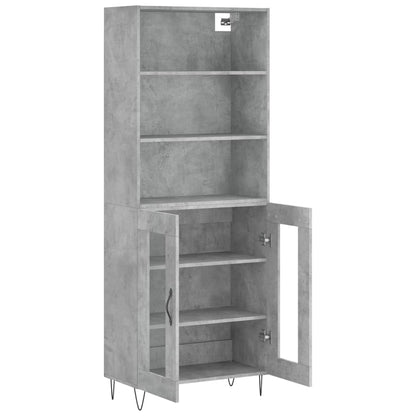 Hoge kast 69,5x34x180 cm bewerkt hout betongrijs